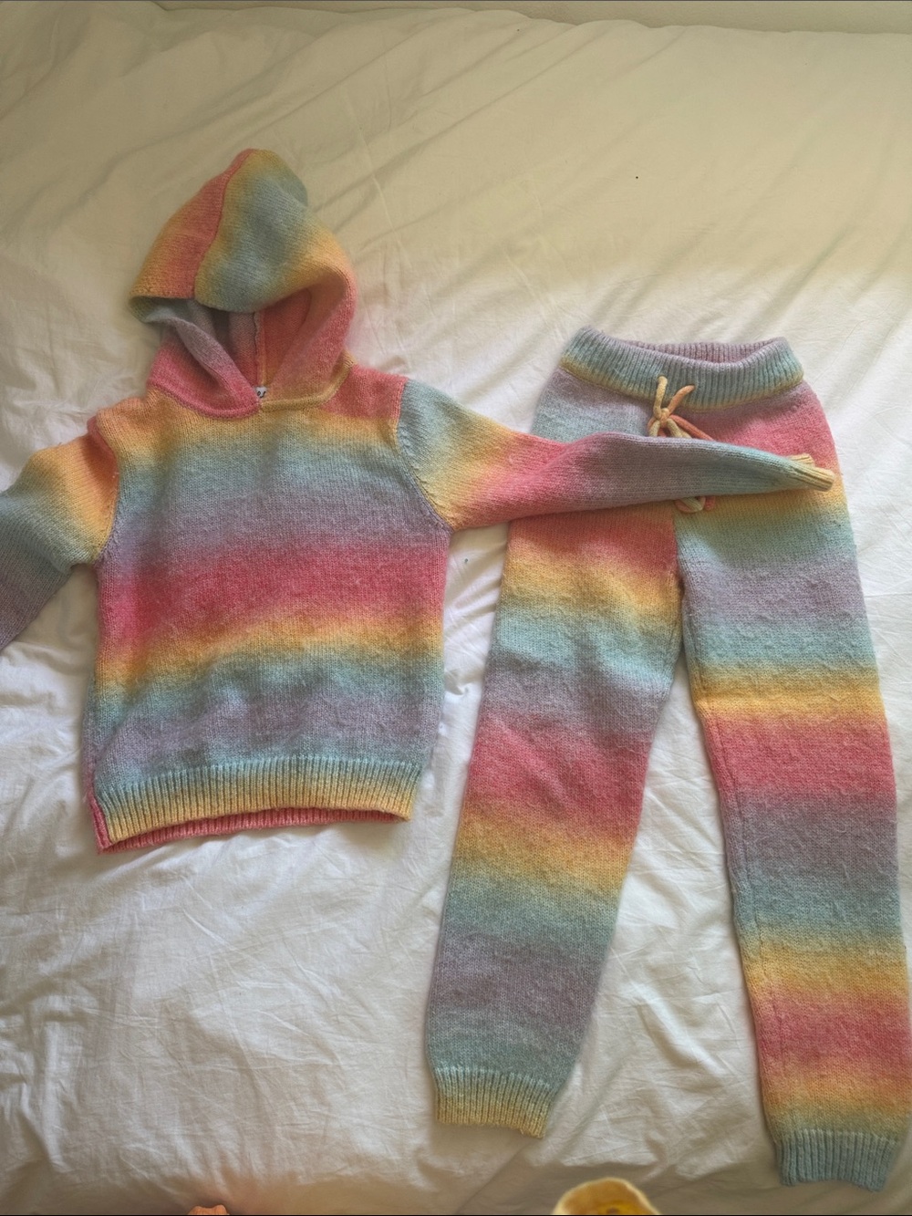 Pastel Rainbow Striped Hoodie & Jogger Set